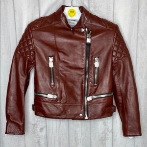 Coach Icon Brown Leather Biker Jacket.